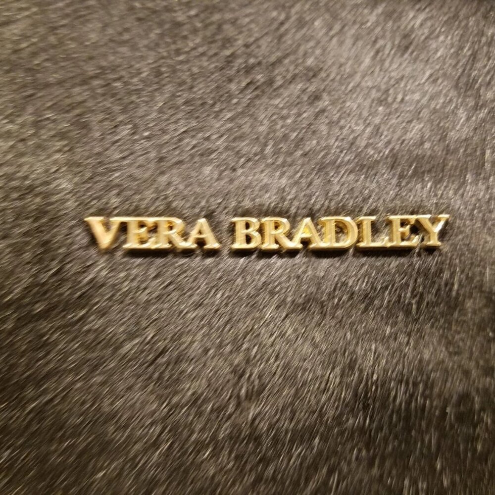 VERA BRADLEY Natalie -Leather and Calf Hair- Limited Edition Handbag Purse Black - Picture 2 of 9